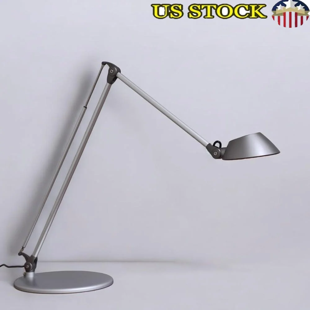 

LED Desk Lamp Dual Arm Adjustable Light 5 Step Dimming Circular Illumination Clamp Mount Energy Efficient Task Lighting