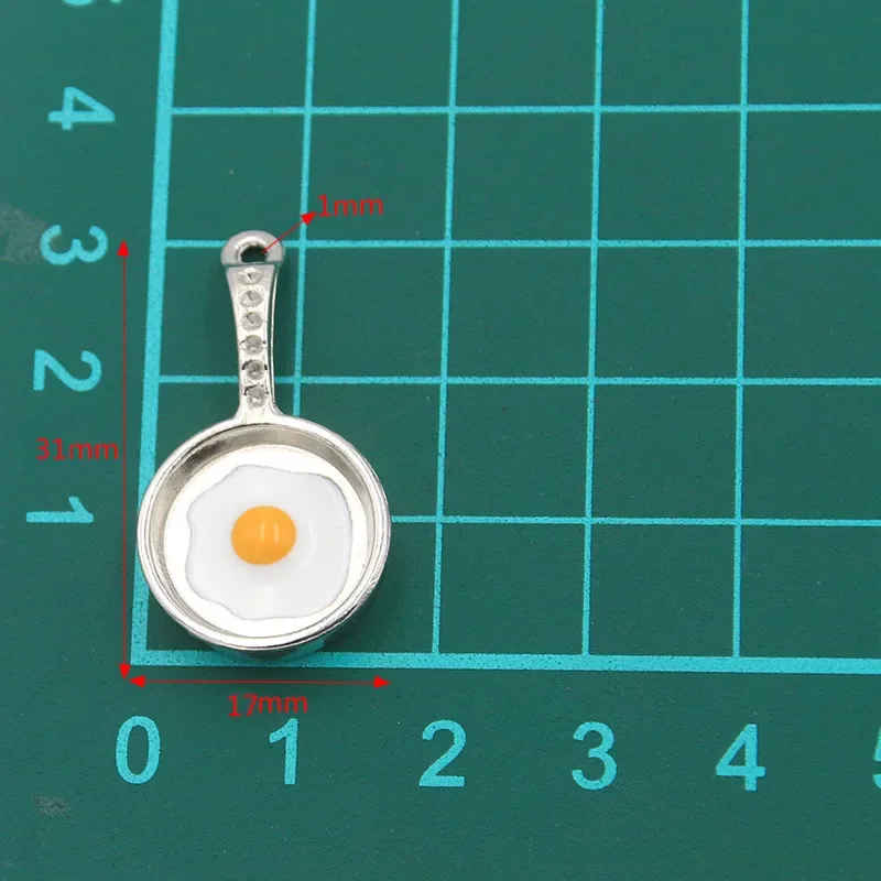 10PCS New 17*31MM Alloy Pan With Eggs Charms For Bracelet Anklet Necklace Omelette Saucepan Pendant DIY Jewelry Accessories