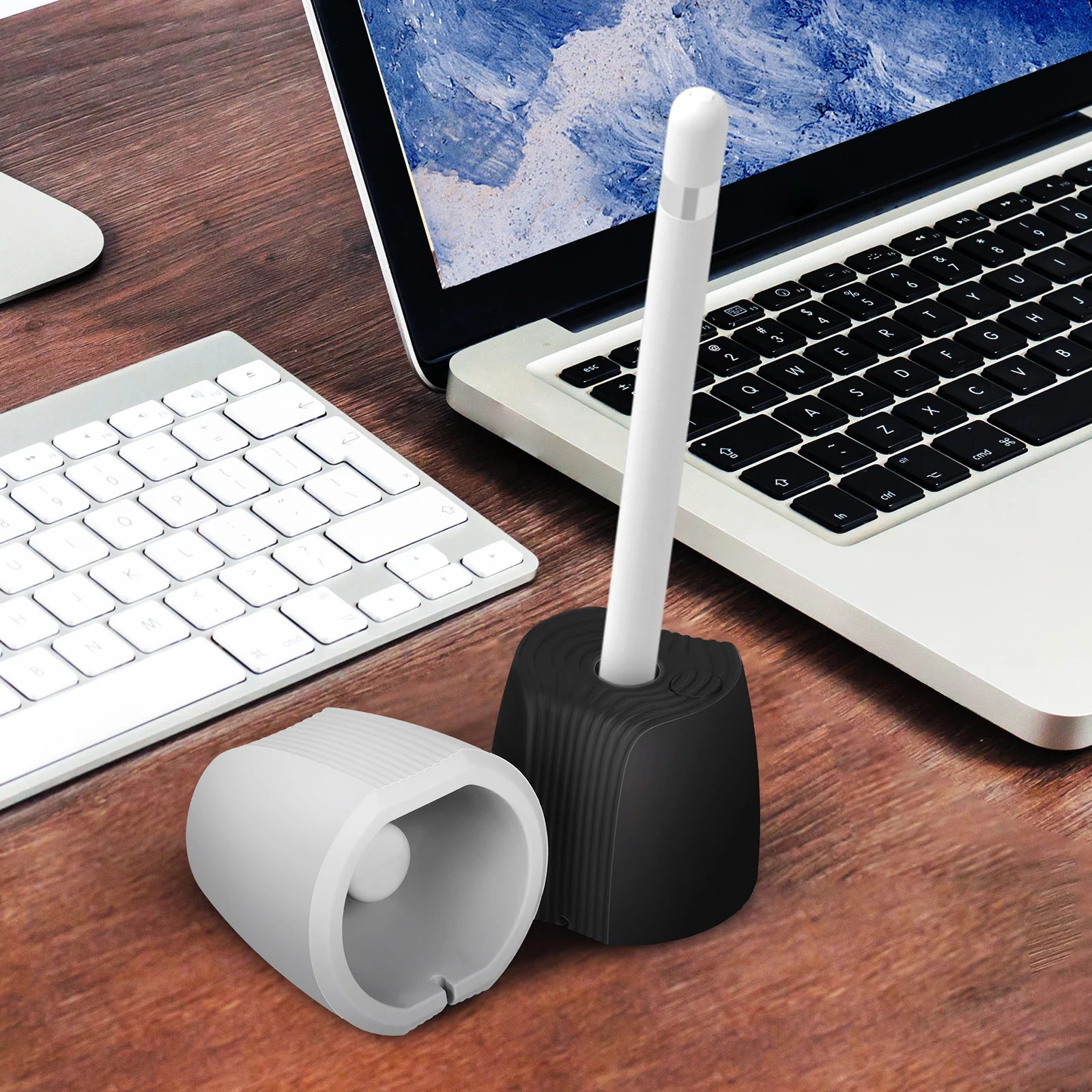 

2 pcs Handwriting Pen Base Silicone Stylus Holder Docks Station Electronic Pencil Stand Vertical Bracket Touch Safe Reliable