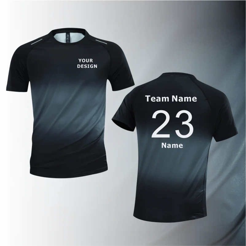 

Customize Your Design Men Gradient Quick Drying Sportswear Leisure Short Sleeved Multi Size Mixed Color Running Fitness Jersey T
