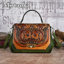 MOTAORA Handmade Embossed Women's Leather Shoulder Bag For Woman Handbag 2024 New Vintage Ladies Crossover Handbags Female Bags