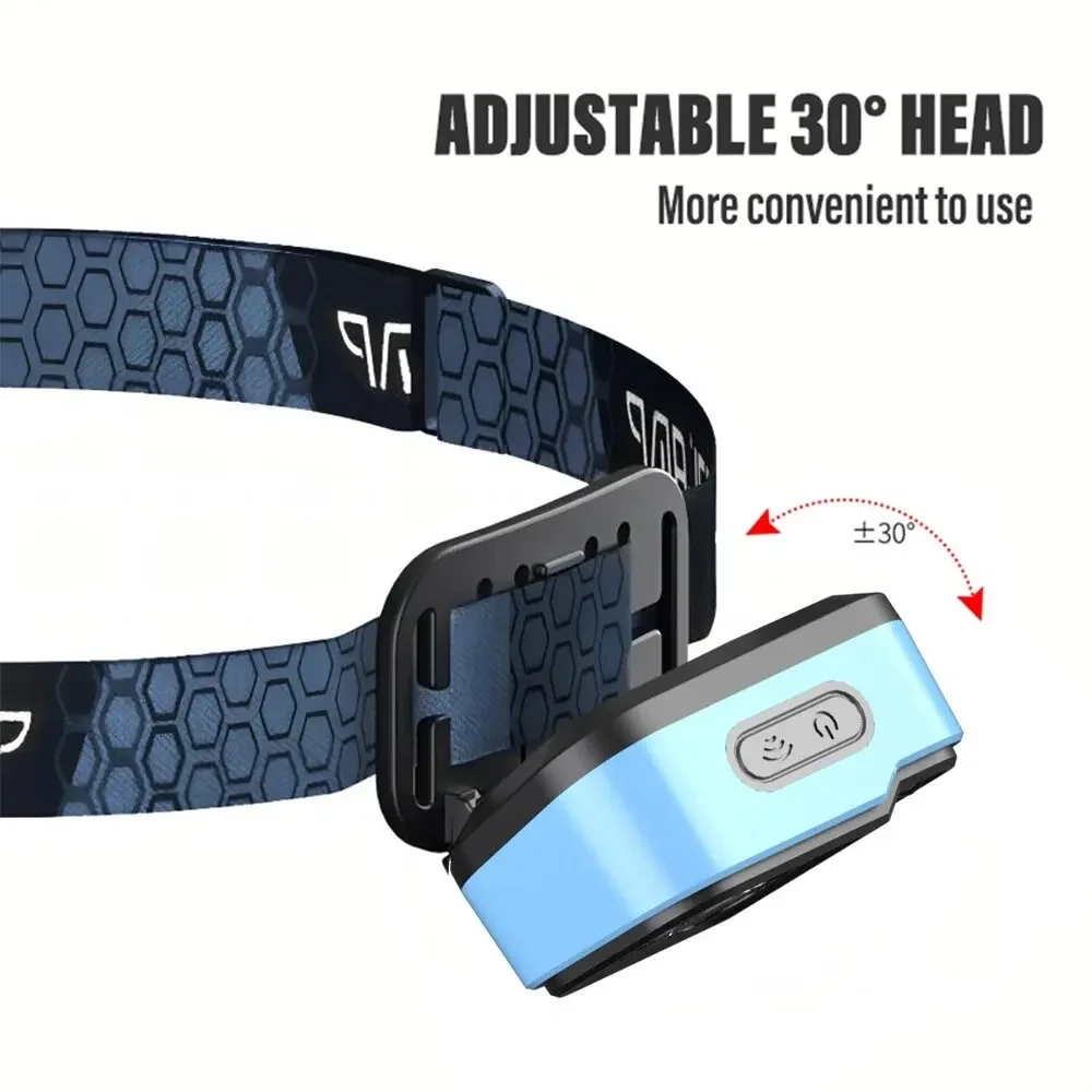 Multifunctional COB LED Sensor Headlamp Built-in Battery USB Rechargeable Fishing Headlight Outdoor Camping Emergency Head Lamp