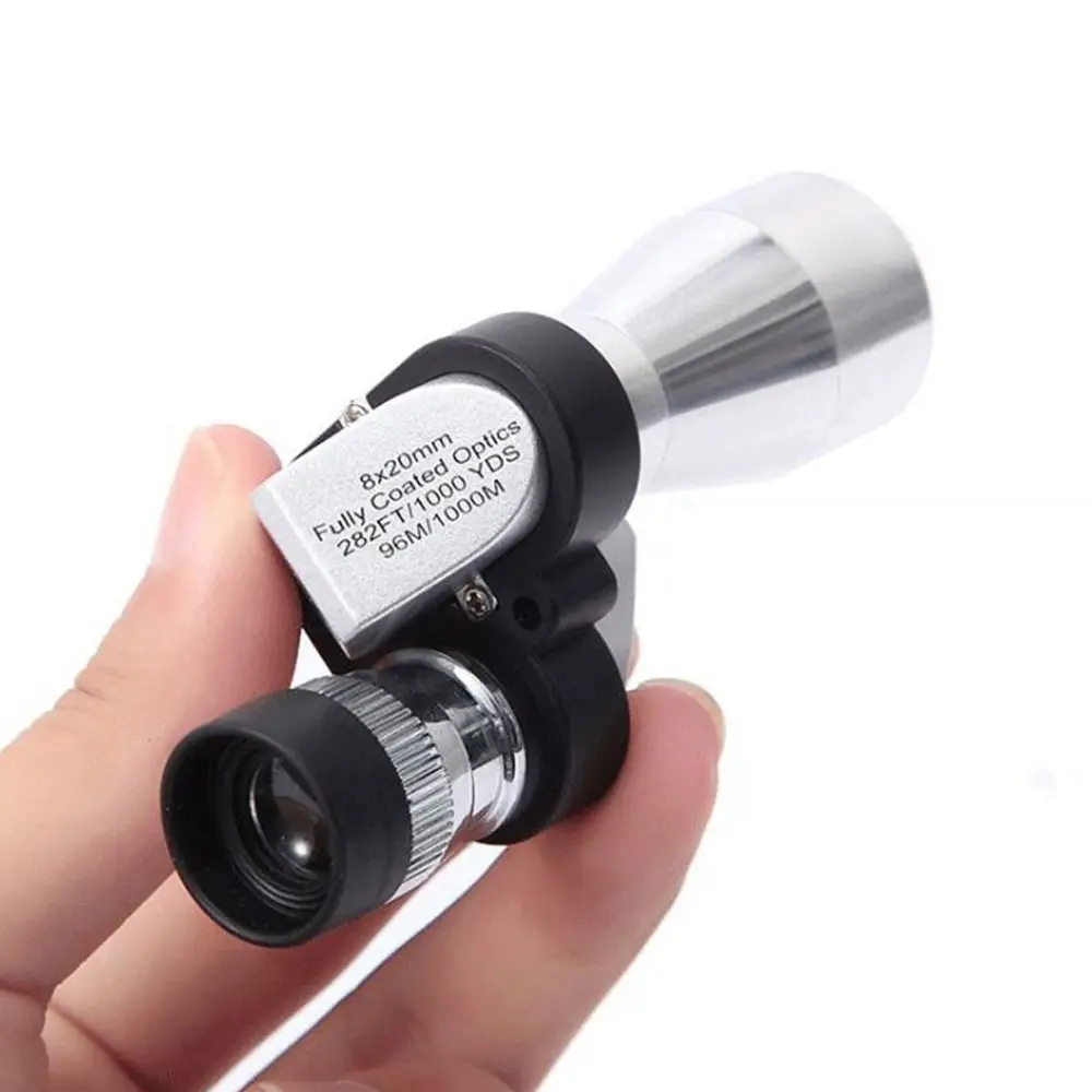Mini Monocular con Zoom de 8X20 Mm, luz de bolsillo, visión nocturna, monoculares ajustables, telescopio portátil de baja HD para montañismo y senderismo