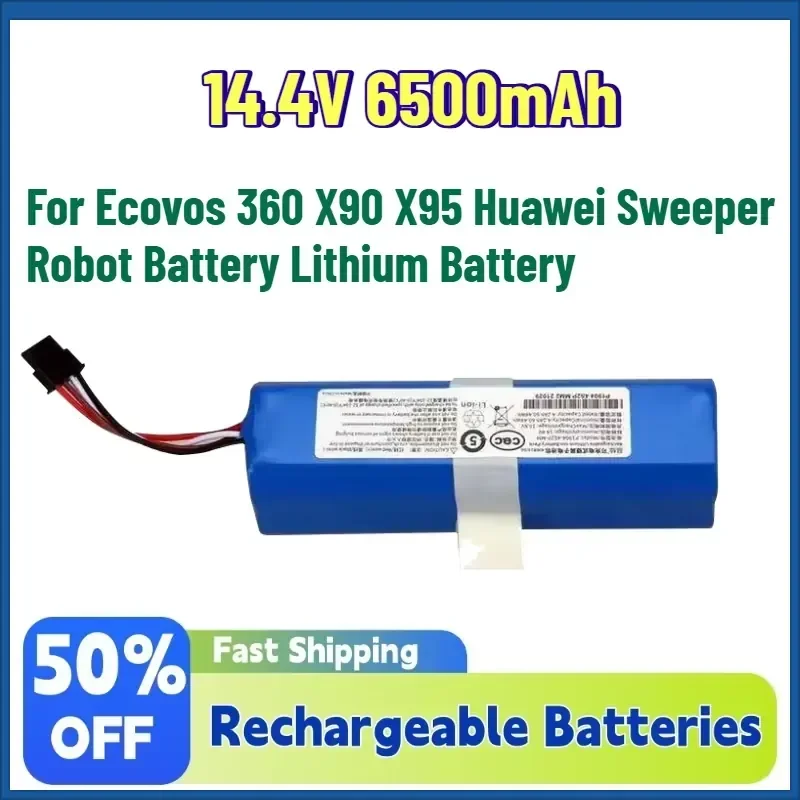 

High Magnification New 14.4V 6500mAh Rechargeable Batteries for Ecovos 360 X90 X95 Huawei Sweeper Robot Battery Lithium