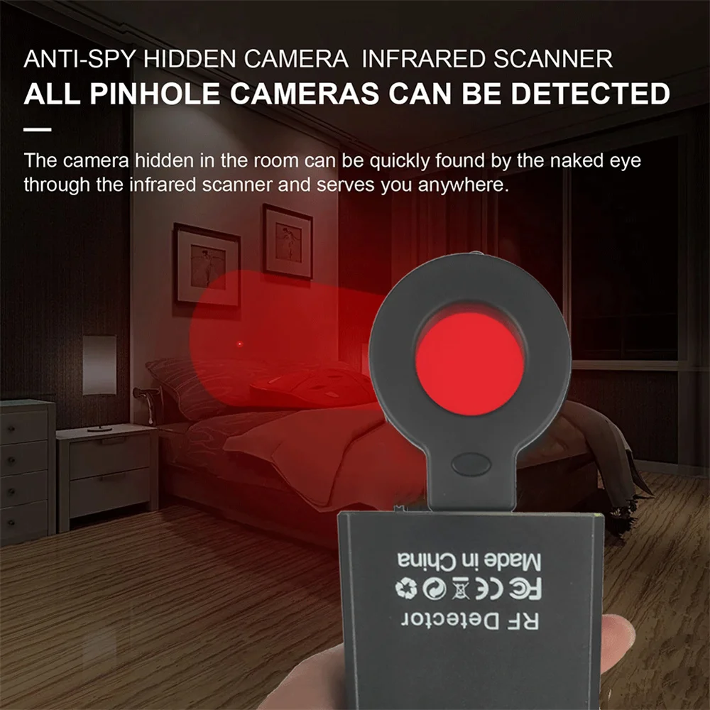 Portable Hidden Camera Detector Pinhole Anti Wiretap Spy-Camera Lens Scanner Detect Gadget Anti-Peeping Security Protection