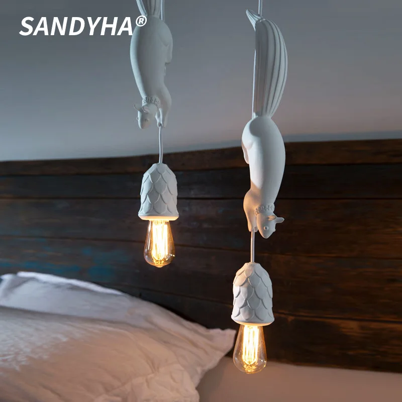 

Nordic Bedroom Animal Squirrel Pendant Light Simple Creative Suitable For Bedrooms Children's Rooms Front Desk Decor Chandelier