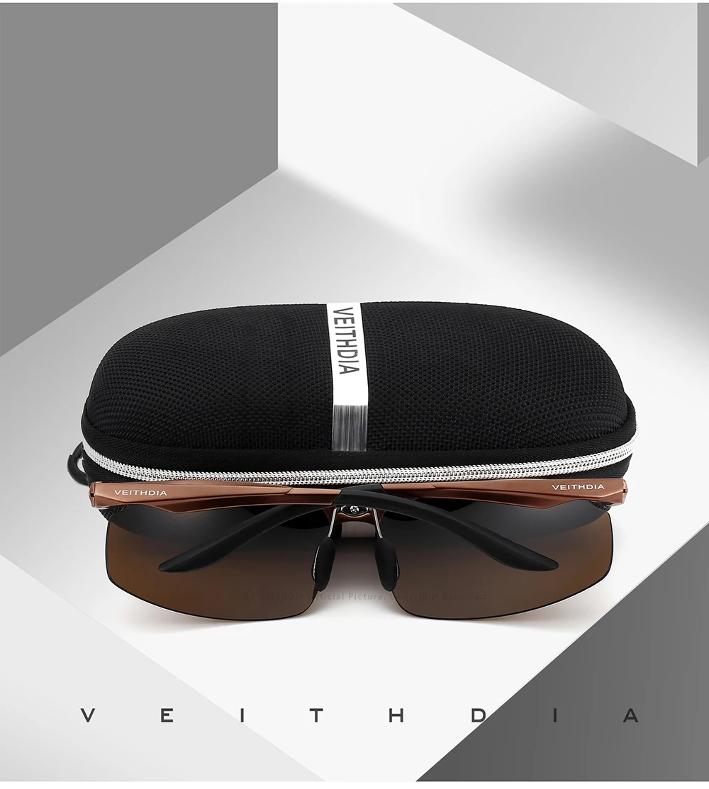 VEITHDIA Herren-Sonnenbrille für den Außenbereich, polarisiert, UV400-Linse, rechteckig, randlos, zum Fahren, Angeln, Sonnenbrille, Sportbrille für Männer, 6535 – Detail 10