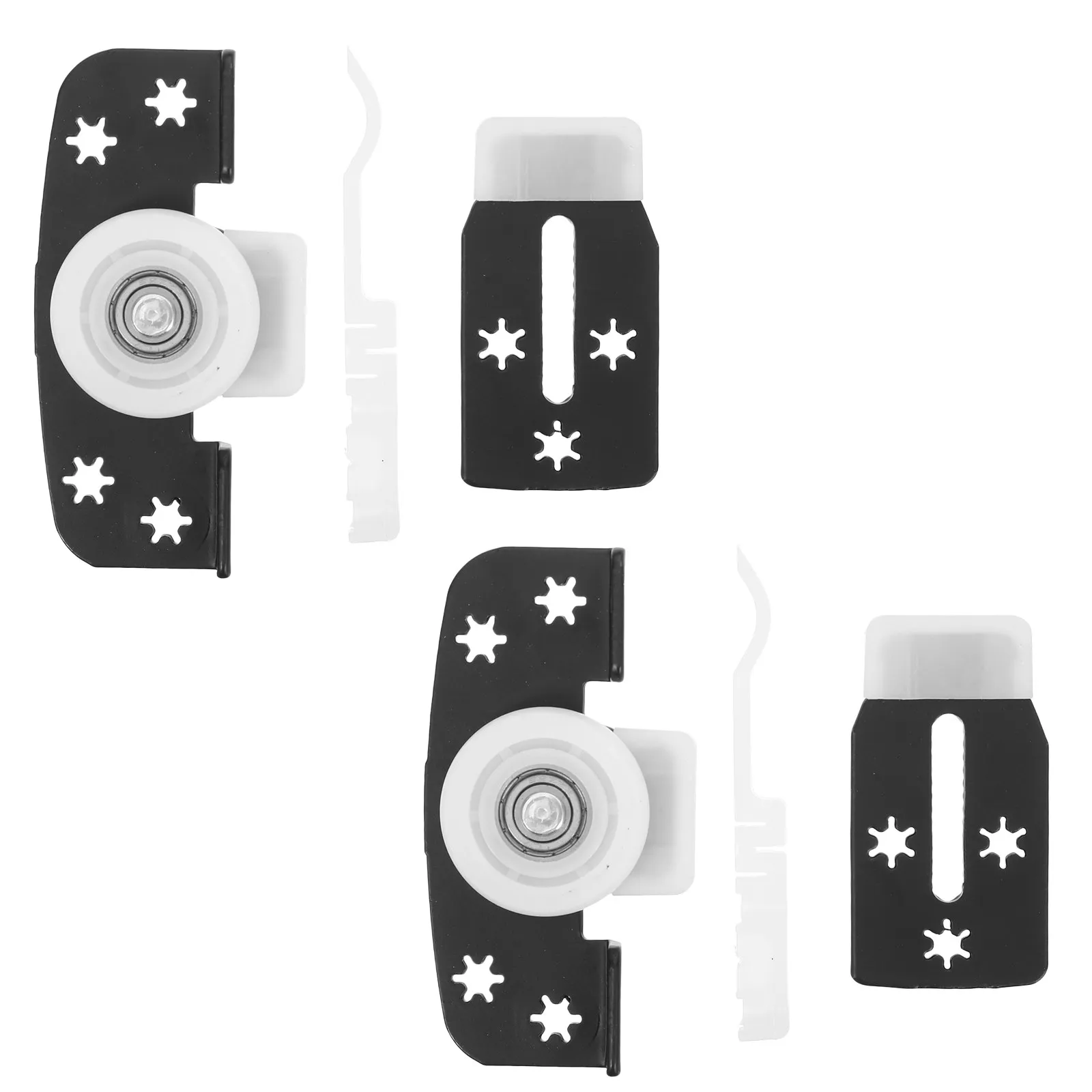2Set Sliding Door Rollers Tandem Metal Silent Bottom Wheels for Wardrobe Cabinet Sliding Door Hardware Closet Pulley System