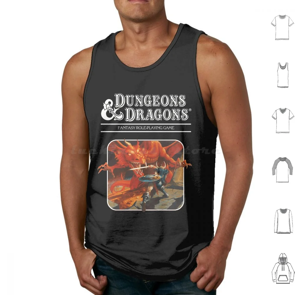 & Base Set Artwork Tank Tops Print Cotton Elmore Basic Retro Role Playing Game Rpg Nerd And Dragon