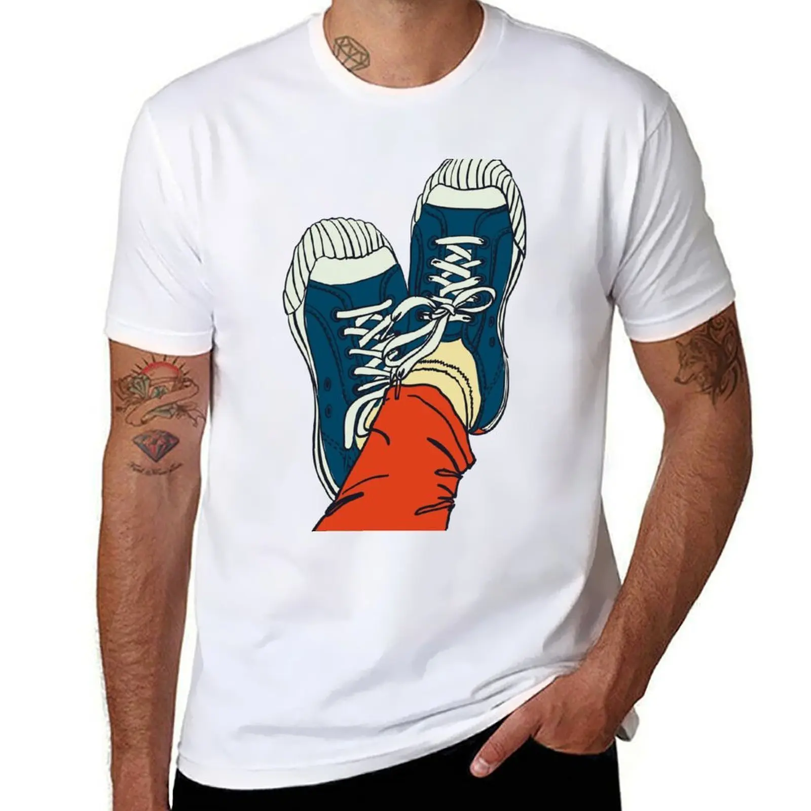 

colored pattern gym shoes T-Shirt man tshirt anime t shirts oversize T-Shirt