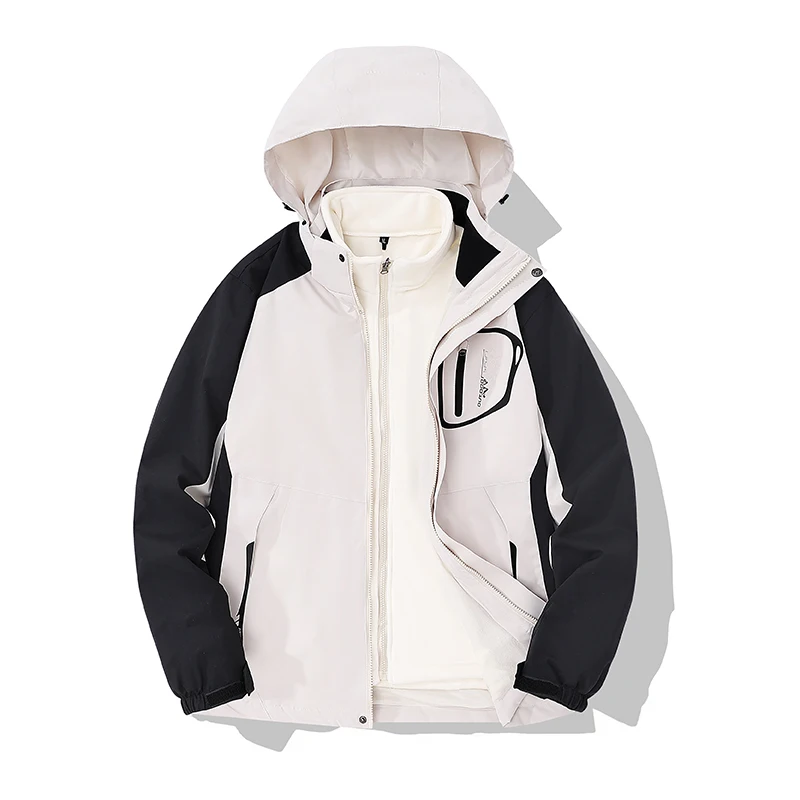 

Autumn Winter Outdoor Mountaineering Camping Sports Leisure 3-in-1 Charge Jacket Comfortable Breathable Couple Windproof Jacket