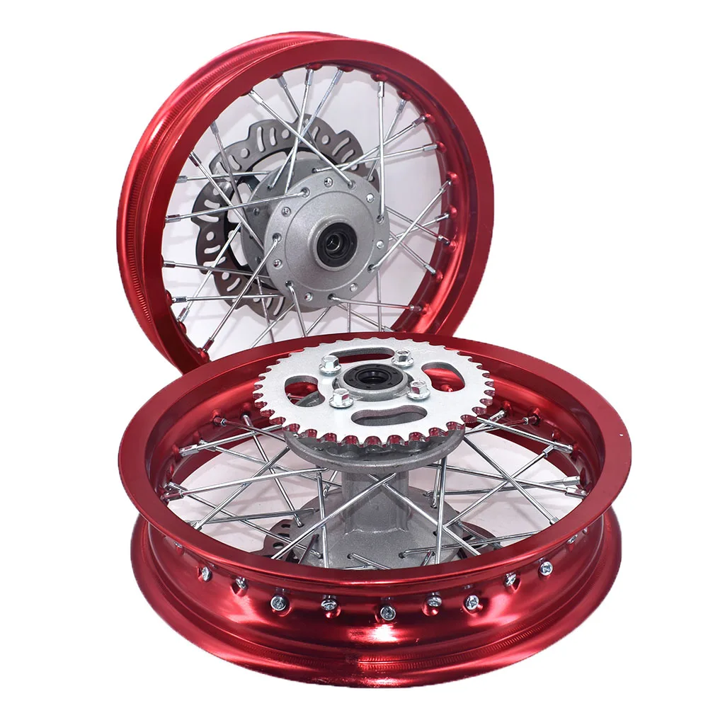 1.85 -12inch Front Rear aluminum A Style Disc Wheel Rims Hub with brake disc Sprocket For CRF50 APOLLO 110 Kayo Dirt Pit Bike