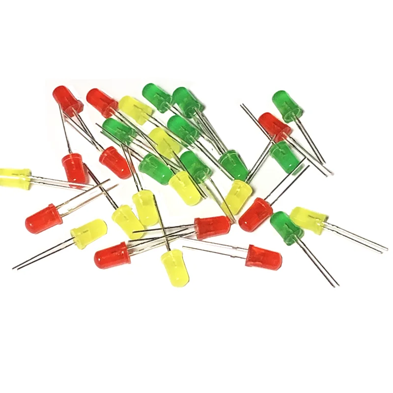 30pcs 5mm light-emitting tube package LED light color light body red, green and yellow 10 each light-emitting diode package