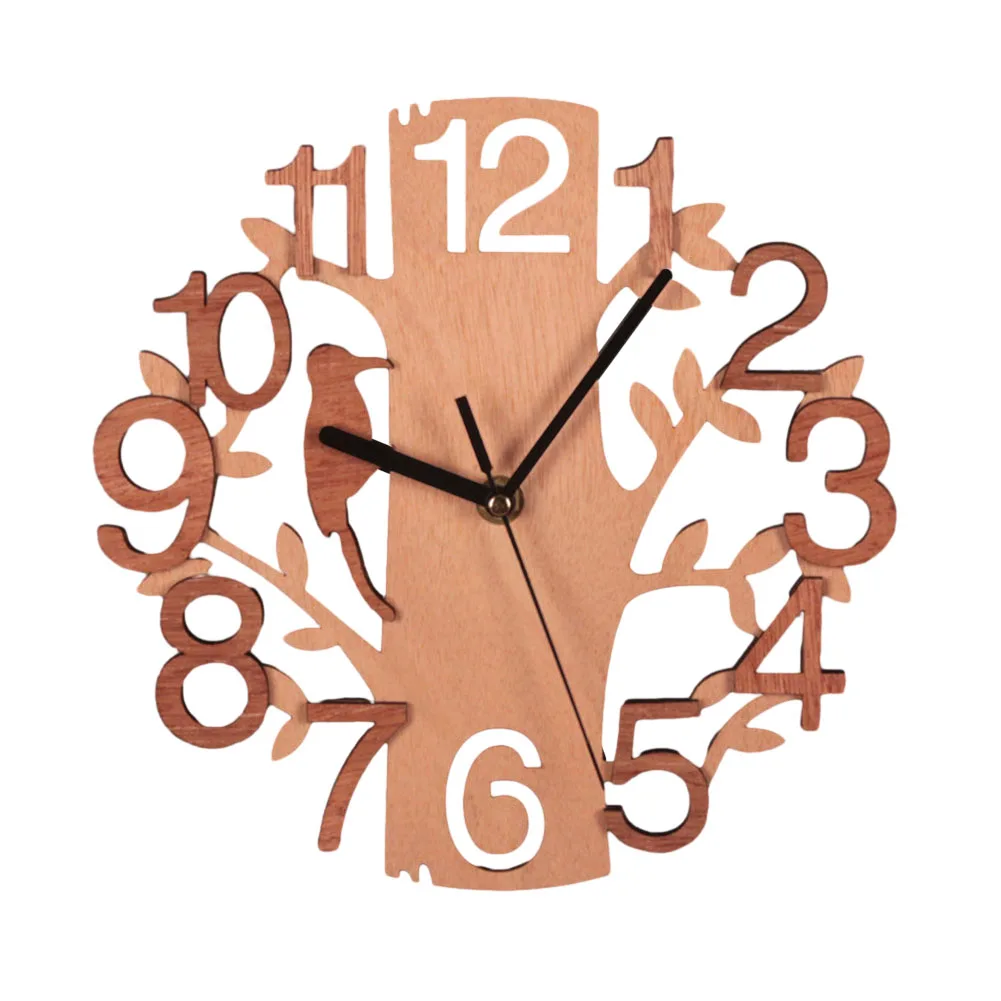 Eco friendly Double Layer 3D Bird Wall Clock  Wood and Aluminum Construction  Accurate Movement  Enhance Your Home Decor