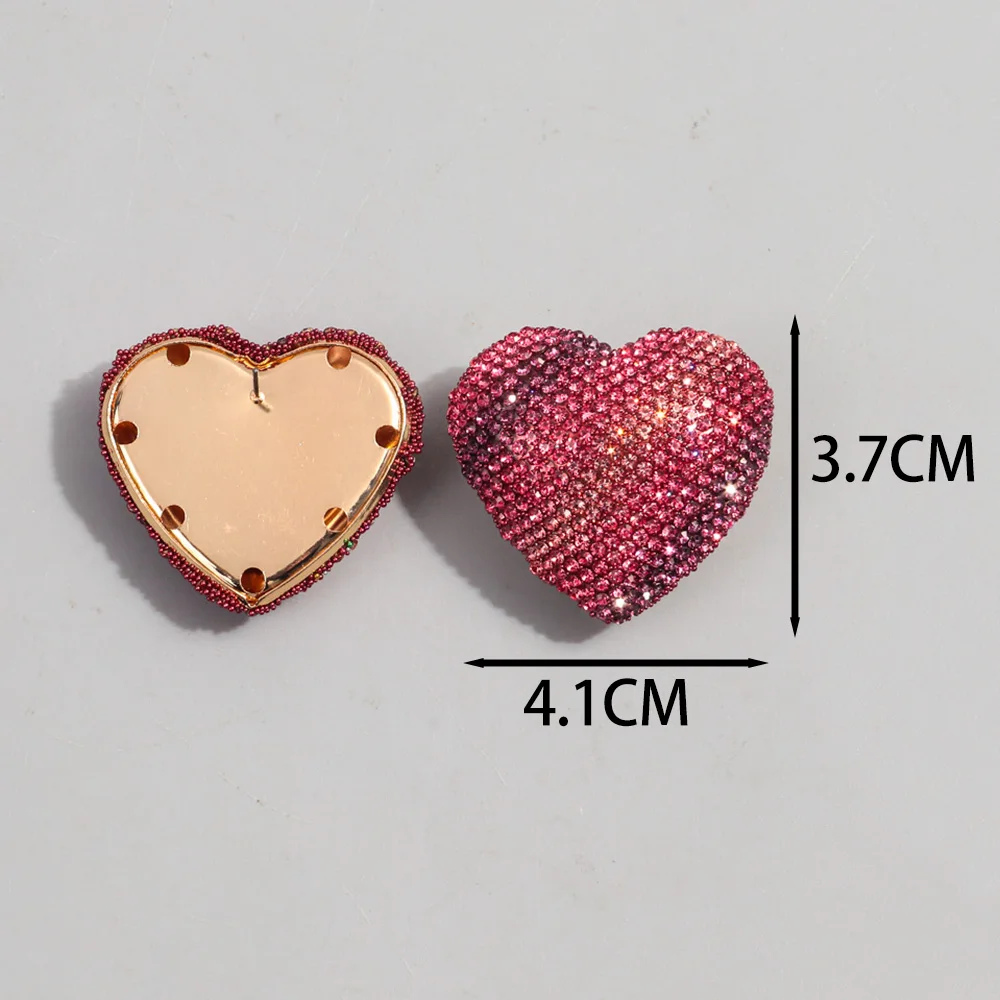 New Luxury Crystal Large Heart Stud Earrings for Women Romantic Fashion Bling Love Earring Wedding Jewelry Valentine's Day Gifts