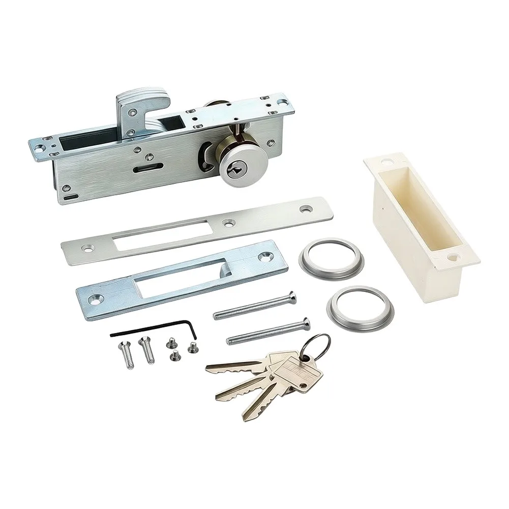 Mortise Lock Body Brushed Silver For Framed Glass Doors Commercial Sliding System Entrance Door Hardware
