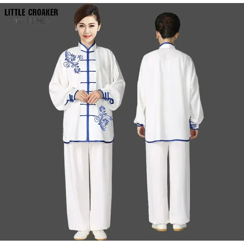 Tai Chi Clothing Chinese Kung Fu Uniform Adults Long Sleeve Embroidery Chinese Morning Exercise Costumes for Men and Women