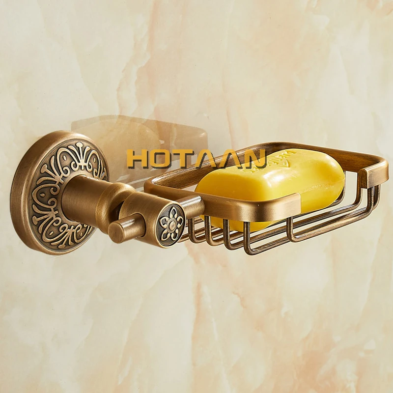 Solid Aluminium Wall Mounted Antique Brass Color Bathroom Soap Basket New Bath Soap Dish Holders Bathroom Products YT-14290
