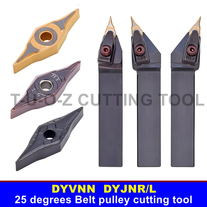 

25 degrees Belt pulley cutting tool DYJNR DYVNN DYJNL 16MM 20MM 25MM External Turning Tool Holder Carbide Inserts YNMG1604