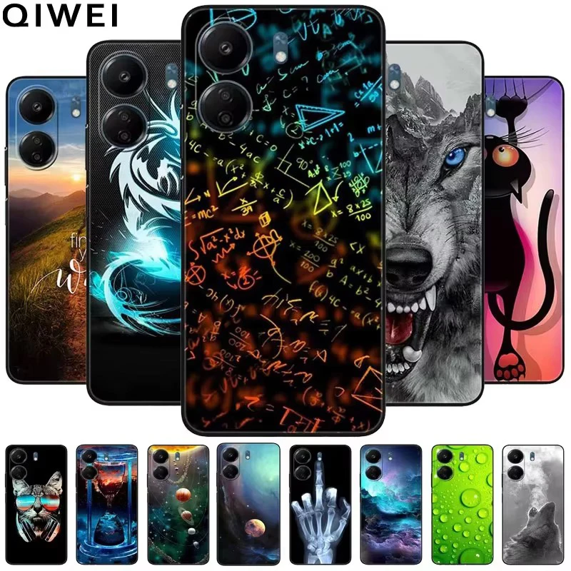 For Xiaomi Poco C65 Case Soft Silicone Cool Wolf TPU Phone Cases for C 65 PocoC65 C65 Covers Capa 6.74\'\' Shockproof Shells Lions