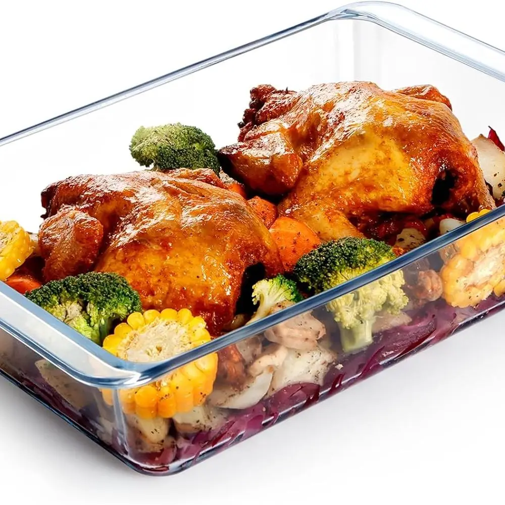 

Прямоугольная глубокая стеклянная форма для выпечки 13x9 дюймов, большая сковорода для лазаньи, запеканка, духовка и сейф для микроволновой печи