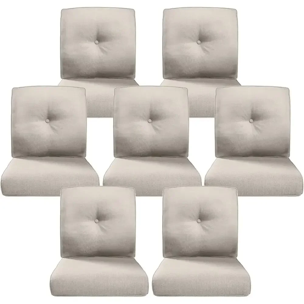 Thick Outdoor Cushion Set - 7 Pieces, 22x24 Inch, Resistant to Spills, Removable Covers for Patio Furniture or Sofa Bench Swing
