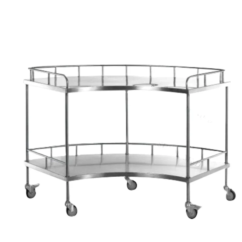 Durable Hospital Furniture Delivery Cart stainless steel Fan Shaped trolley With wheels