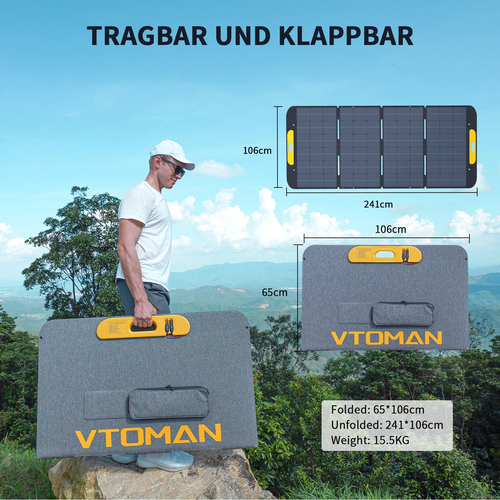 VTOMAN VS400W Foldable Solar Panels Cell 40.32V Portable Solar Charging Panel Complete Kit for Outdoor Tourism Power Station