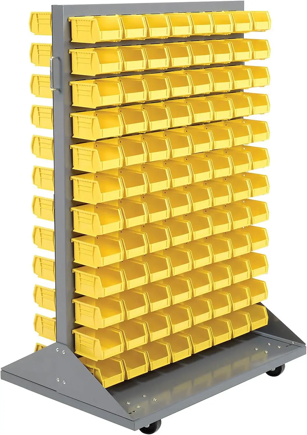 Double-Sided Mobile Rack with (192) Yellow Bins, 36x25-1/2x55