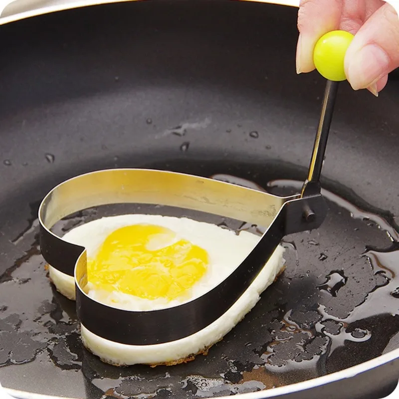 5Pcs Stainless Steel Egg Rings Mold with Handle, Round Non-Stick Omelette Pancake Shaper, Kitchen Cooking Tools