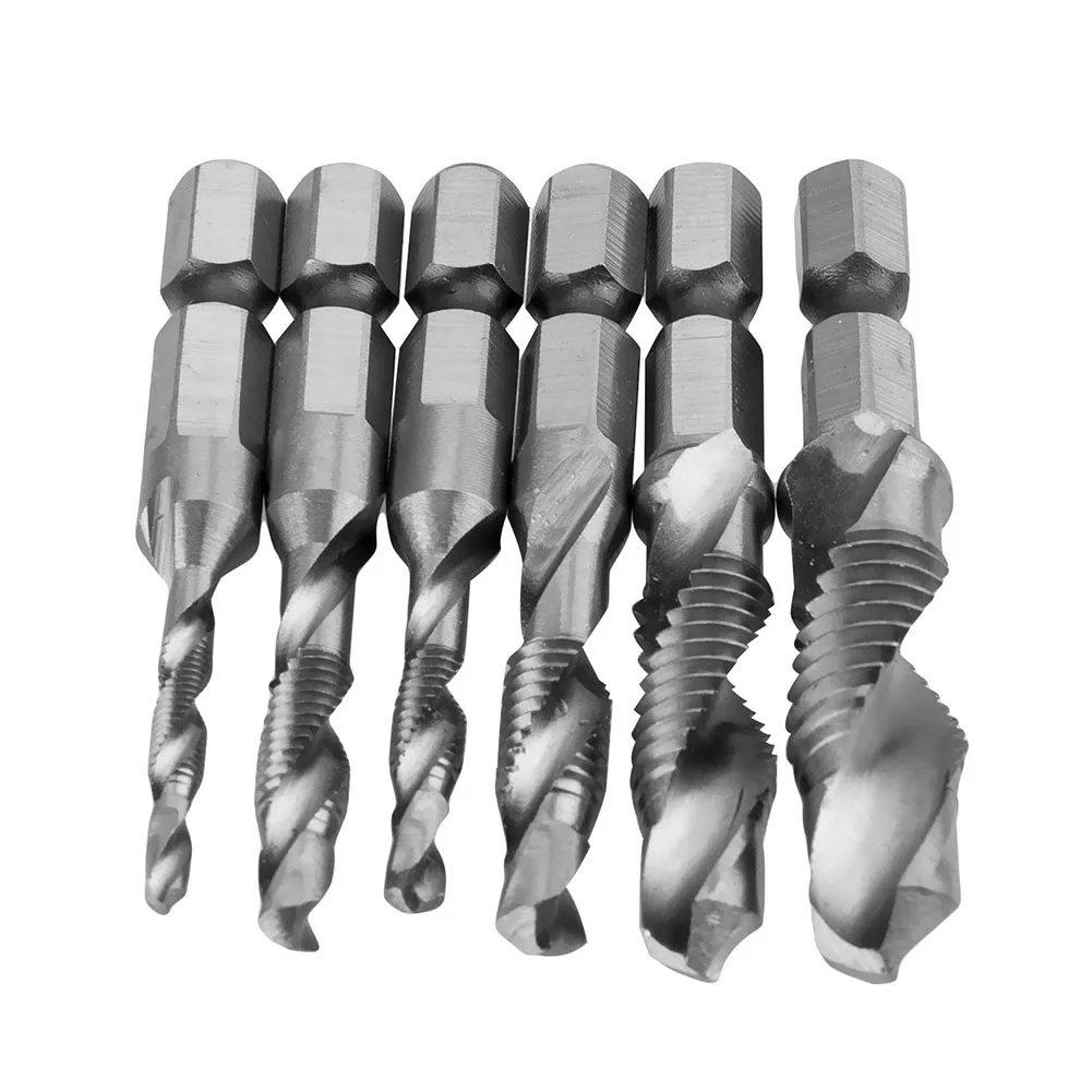 Imagem -02 - Rosca Metric Tap Drill Bits Grupo Hex Shank Parafuso Hss Torneira Composta Ferramenta de Mão m5 m6 m8 M10 12 Pcs