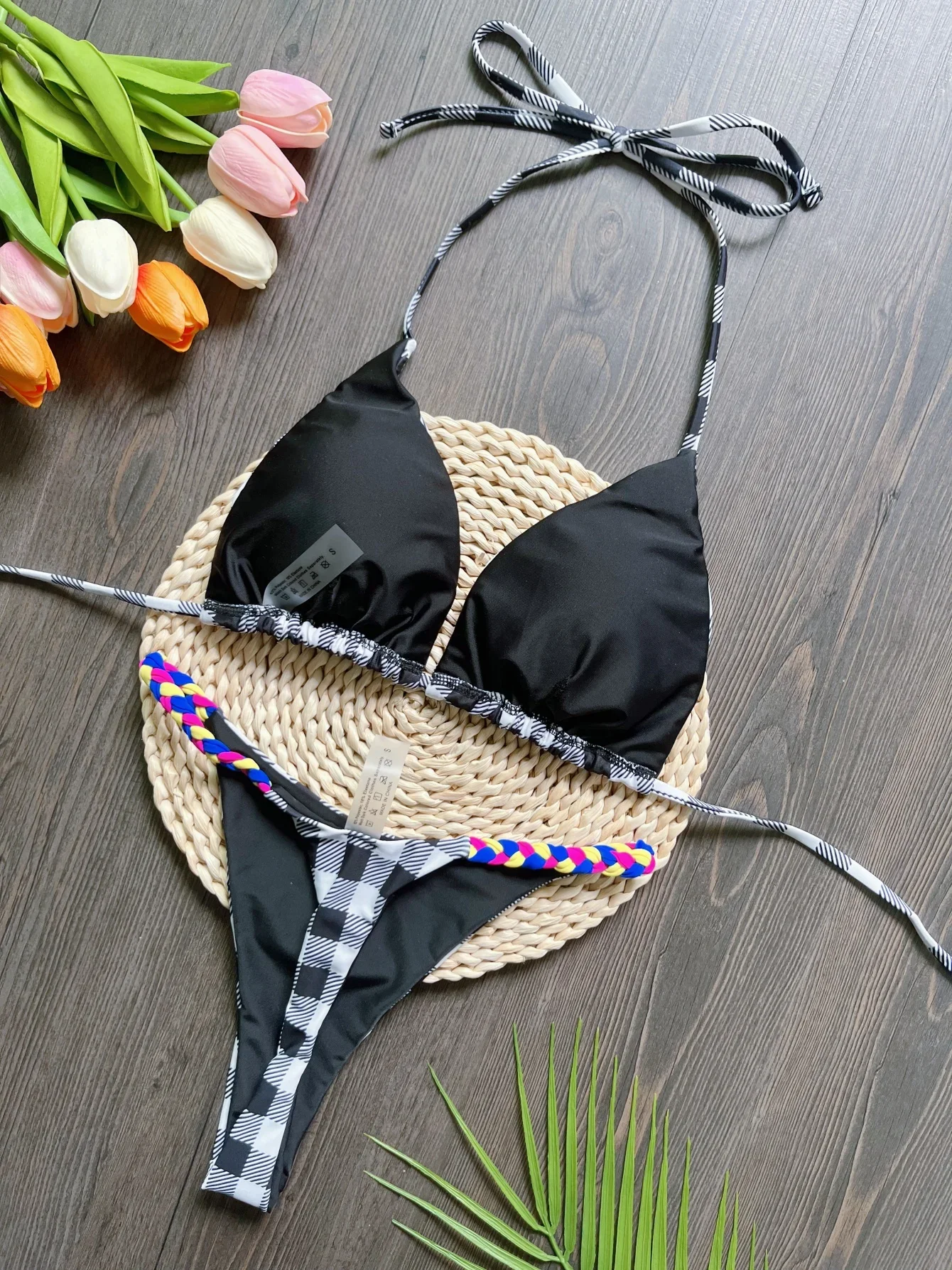 RUOTONGSEPT النساء ملابس السباحة مجموعة البكيني ثونغ لباس سباحة حريمي لباس سباحة بيكيني Biquini البرازيلي النسيج حبل ملابس السباحة