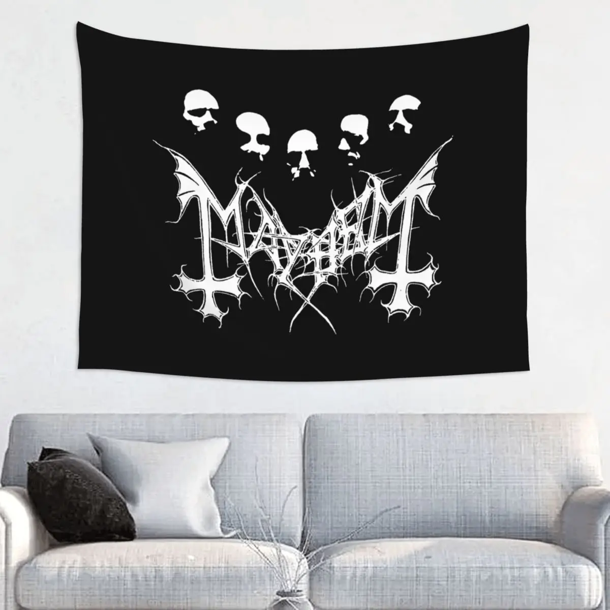 Mayhem Norway Black Metal Band Tapestry Wall Hanging Hippie Polyester Tapestry INS Decoration Wall Decor 95x73cm