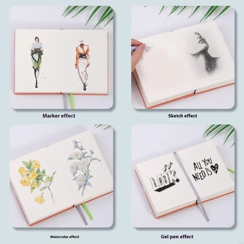 Y5LB Compact Art Notebook Páginas internas branco Capa couro macio Escrita Livro diário