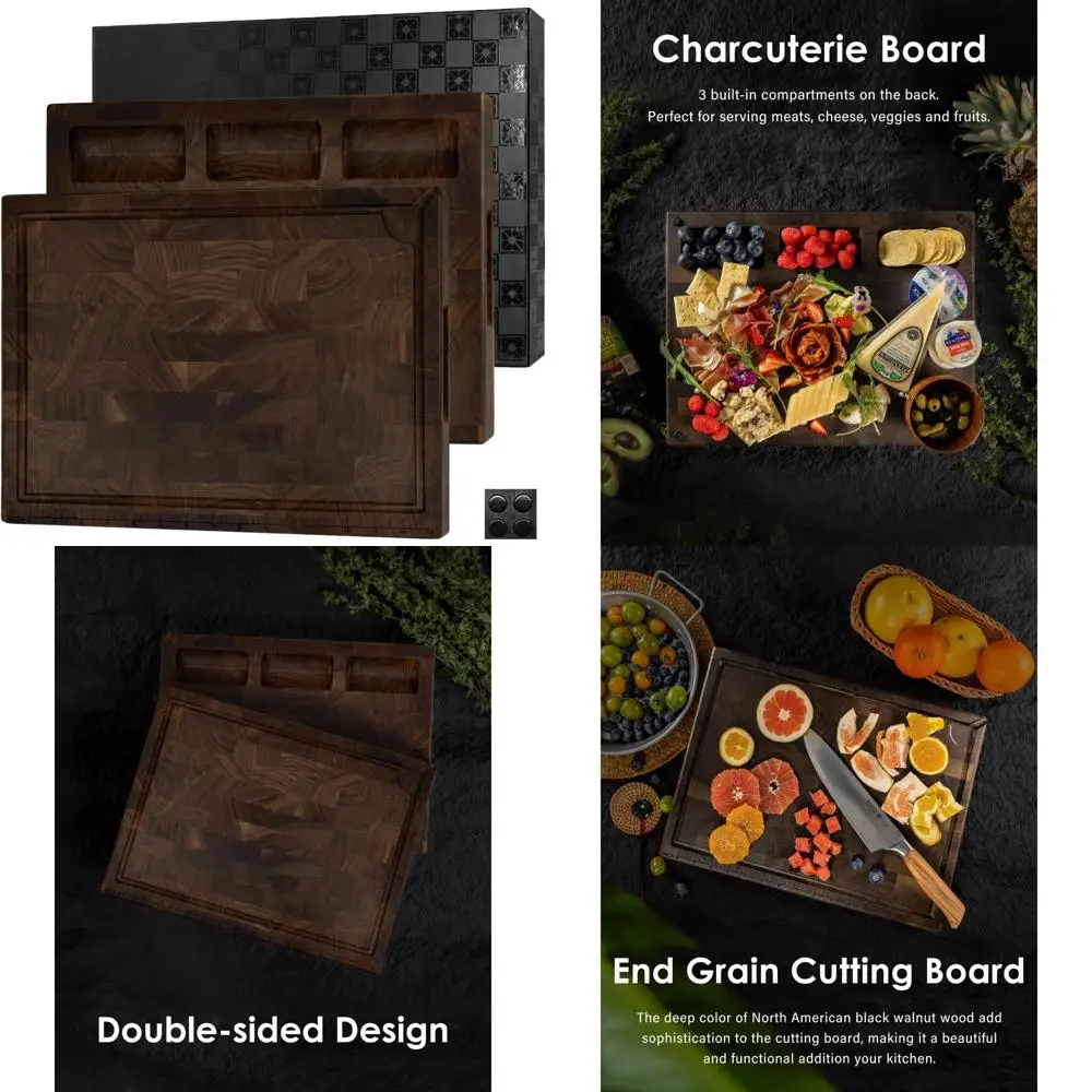 

Large Reversible Thick Black Walnut Charcuterie Board for Kitchen, 17x13x1.5 Inch, Ideal for Butcher Block and Serving