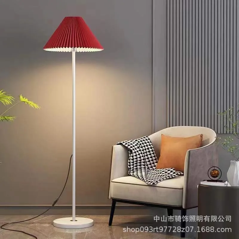 

Pleated Night Light Floor Lamp for Bedroom Living Room Nordic French Atmosphere American Retro Sofa Decor Standing Table Lamp