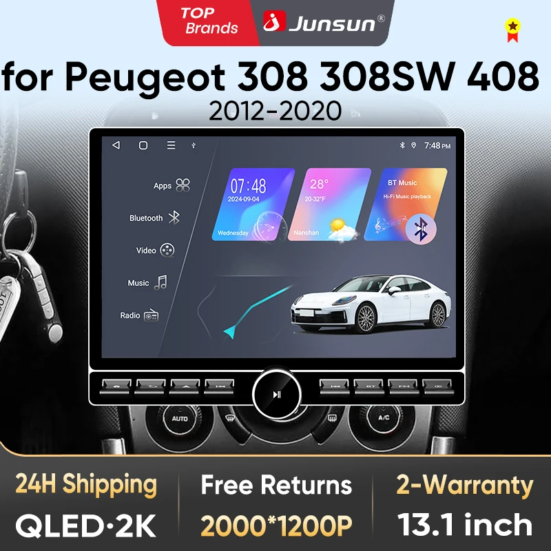 Image of Junsun 13,1″ QLED Wireless CarPlay Android Auto Autoradio für Peugeot 408 308 SW 2012-2020 Intelligente Systeme DSP SWC RDS GPS