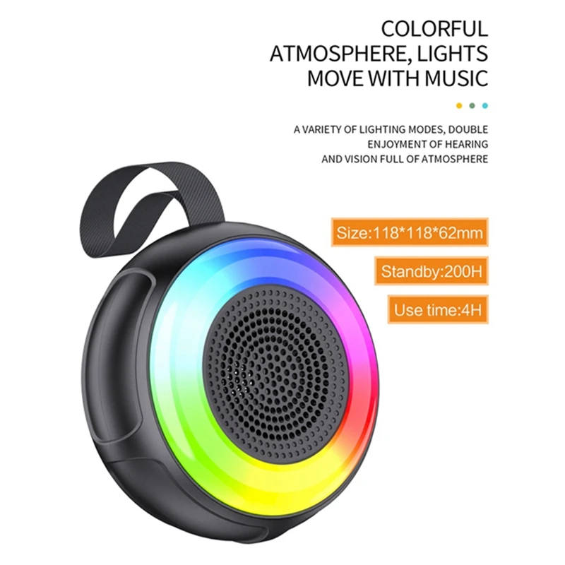 Wireless Bluetooth Speaker Mini Portable RGB Colorful Subwoofer Surround Sound Speaker For PC Phone TV TF Card