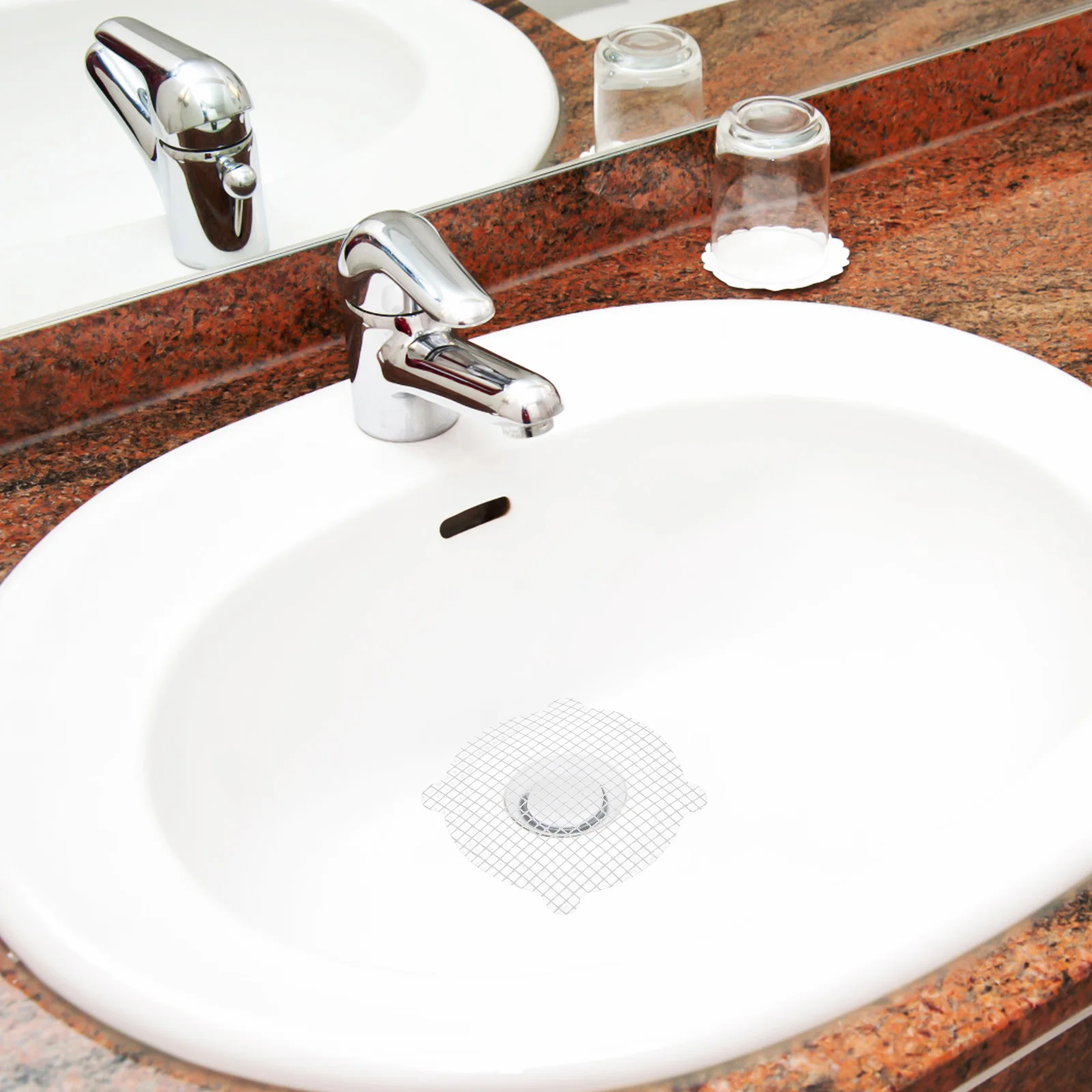 

50Pcs Drain Hair Catcher Mesh Round Disposable Shower Drain Stickers Fine Mesh for Smooth Drainage Bathroom Hair Trap for Home