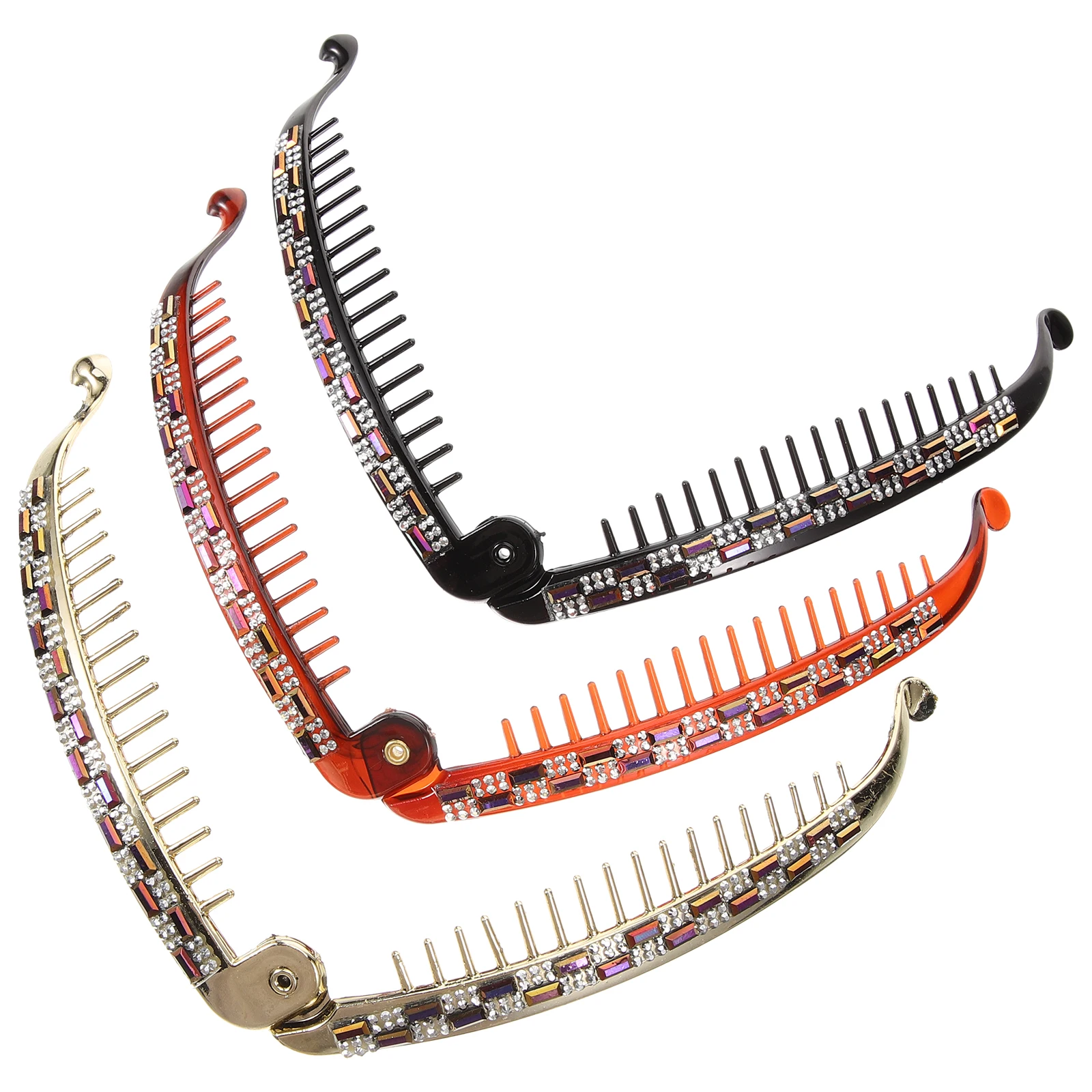 

3pcs Rhinestone Clip Women Plastic Fish Shape Non Slip Hair Clips for Party Wedding Hair Styling Tool Long Term Use