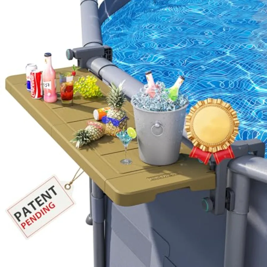 

Poolside Bar, [Original] Swim Up Bar Exclusively for Above-Ground Round Pools. Patio Poolside Table Smart Fold Easy Maintenance