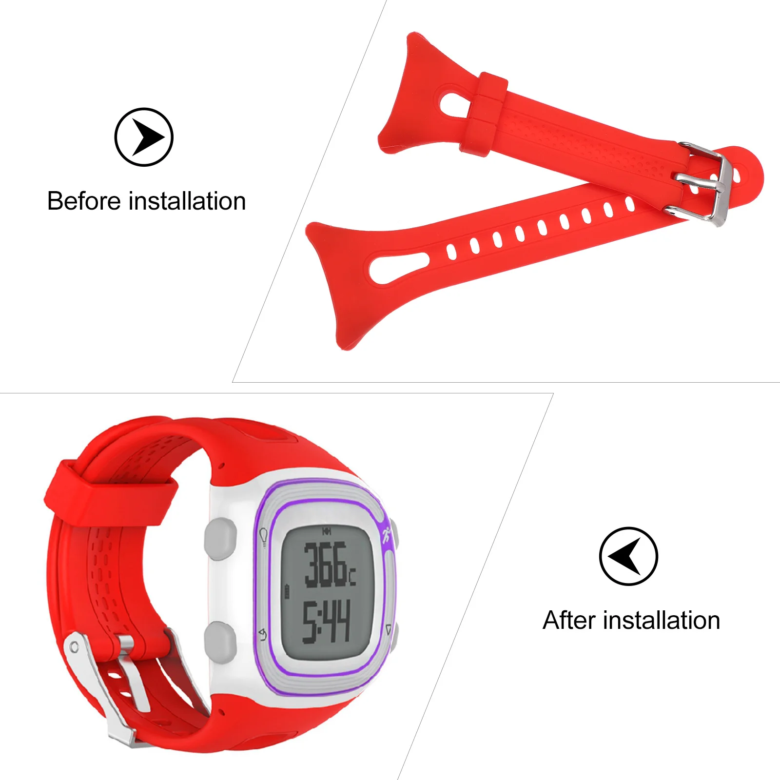 

Red Female Silicone Watchband Compression Molding Quick Release Smart Watch Strap Compatible Forerunner10 15 Sports Wristband