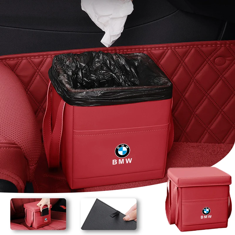 Car Folding Trash Can Auto Garbage Portable Storage Bag For BMW 1 2 3 4 5 7 Series X1 X3 X4 X5 X6 X7 F10 F20 F30 G20 G30 F15 F16