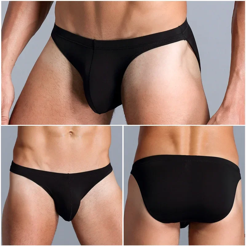 Mens Sexy Underwear Gay Sexy Briefs Transparent Man Underwear Slip Breathable Silky Quick-Drying U-convex Pouch Underpants Thong