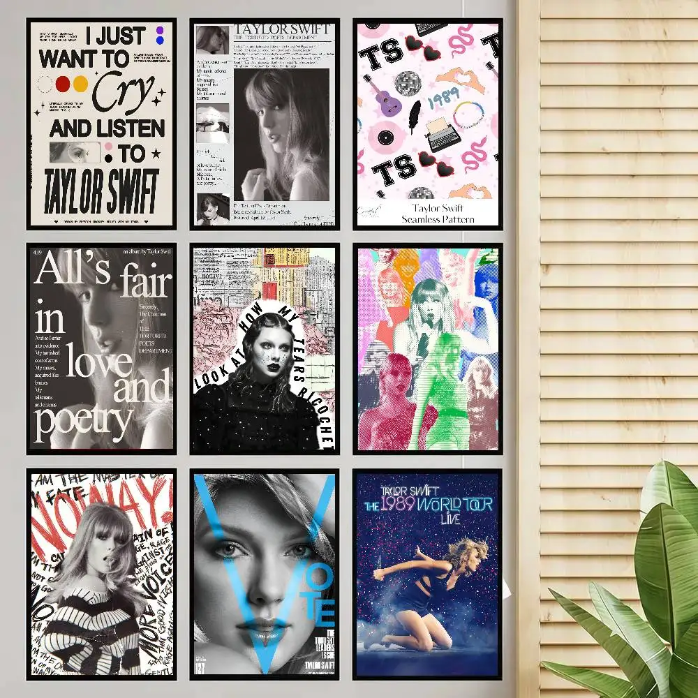 Póster del álbum musical de la cantante popular T-Taylor S-Swift, arte autoadhesivo para la entrada de la habitación, decoración de pared para restaurante, pintura artística