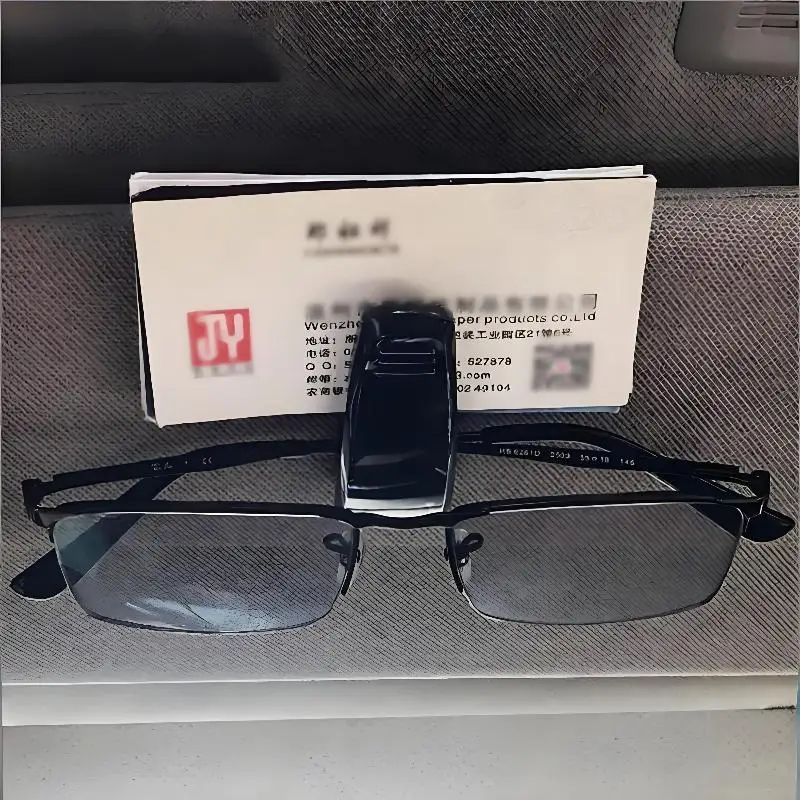 Tool-Free Install Car Sun Visor Sunglasses Clip Universal Glasses Holder Ticket Card Storage for All Cars