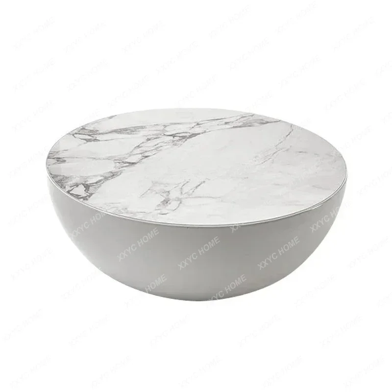 

L Style Stone Plate Coffee Table Simple Modern Large Light Luxury round Home Tea Tab