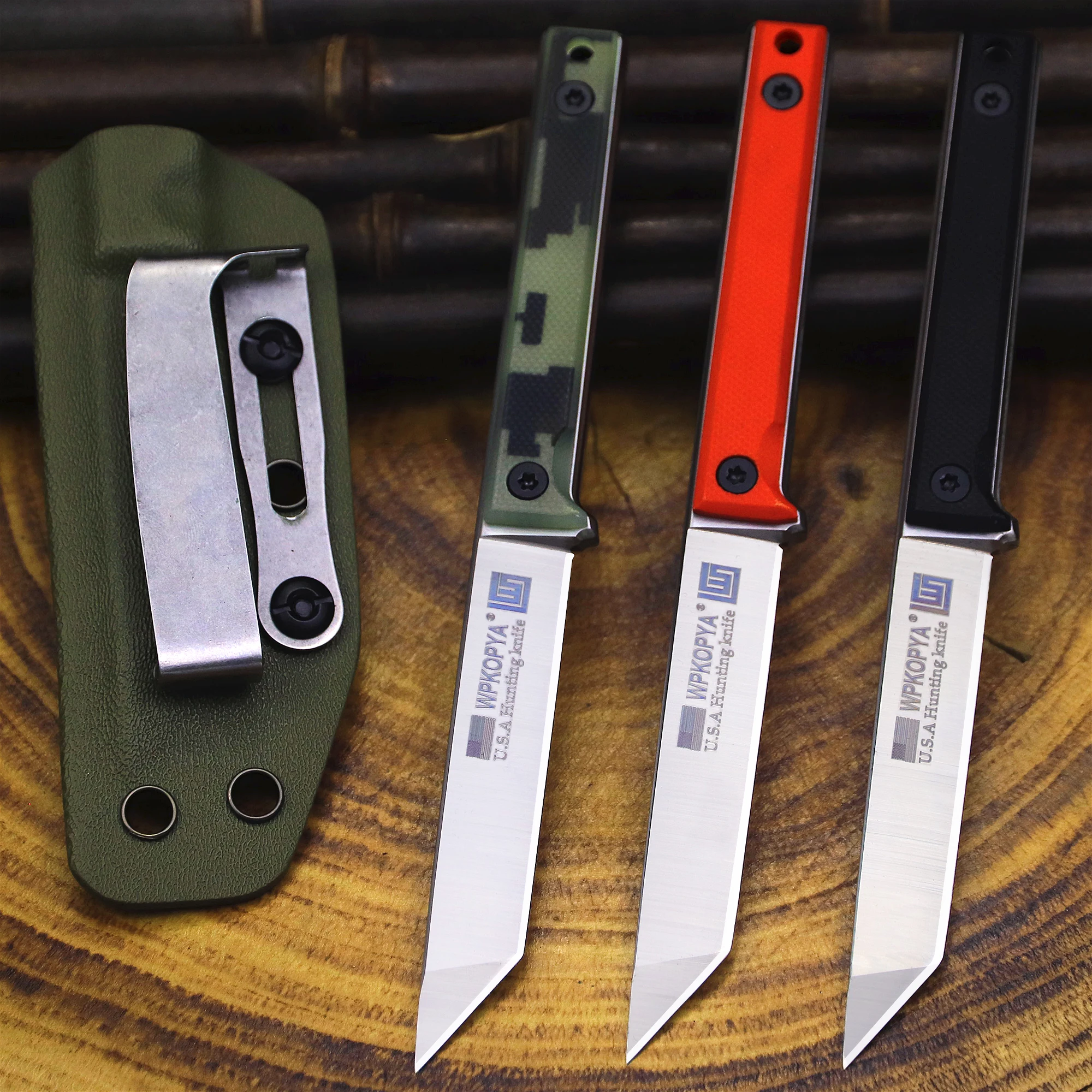 Japanese 7mm thick D2 steel outdoor hunting straight knife, G10 handle mini survival knife, outdoor multi-purpose EDC knife