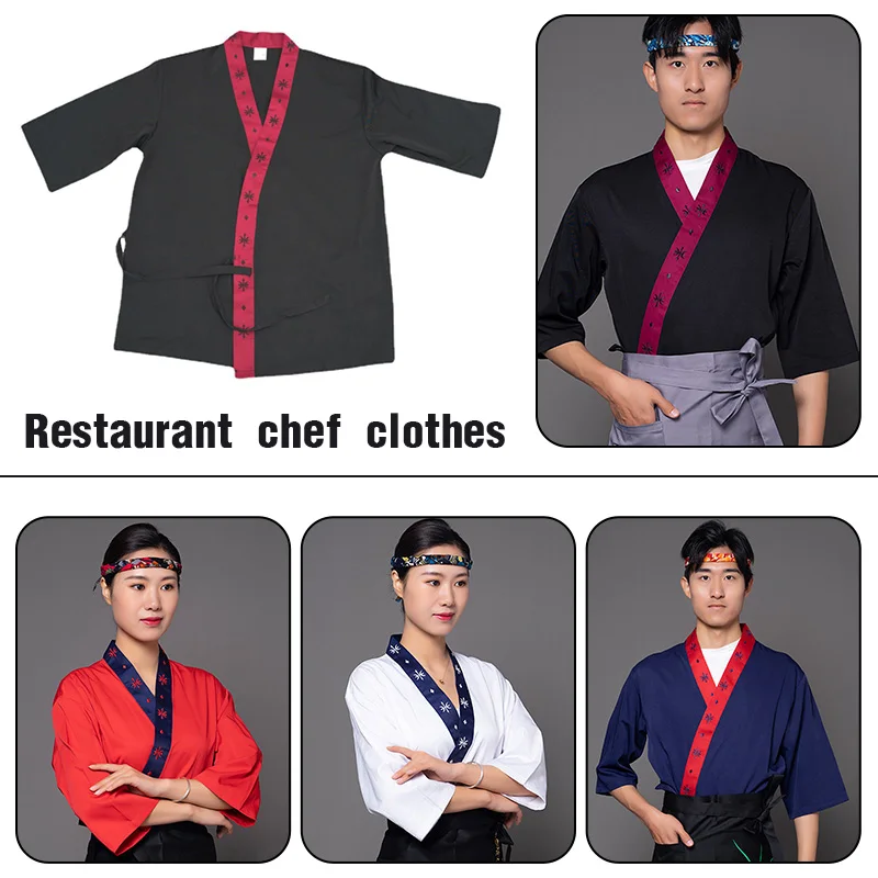 Uniformes de chef de style japonais, kimono teppanyaki sushi cuisine restaurant service alimentaire vêtements de travail manteau vestes vêtements de cuisine