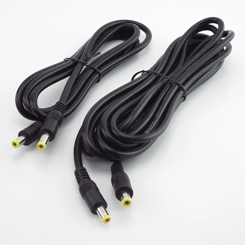 Kabel ekstensi adaptor daya steker 0.5/1.5/3M 12V 10A DC, konektor laki-laki ke laki-laki 5.5mm * 2.5mm